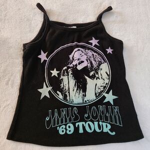 Janis Joplin Youth Black Tank Top With Graphics Size Medium